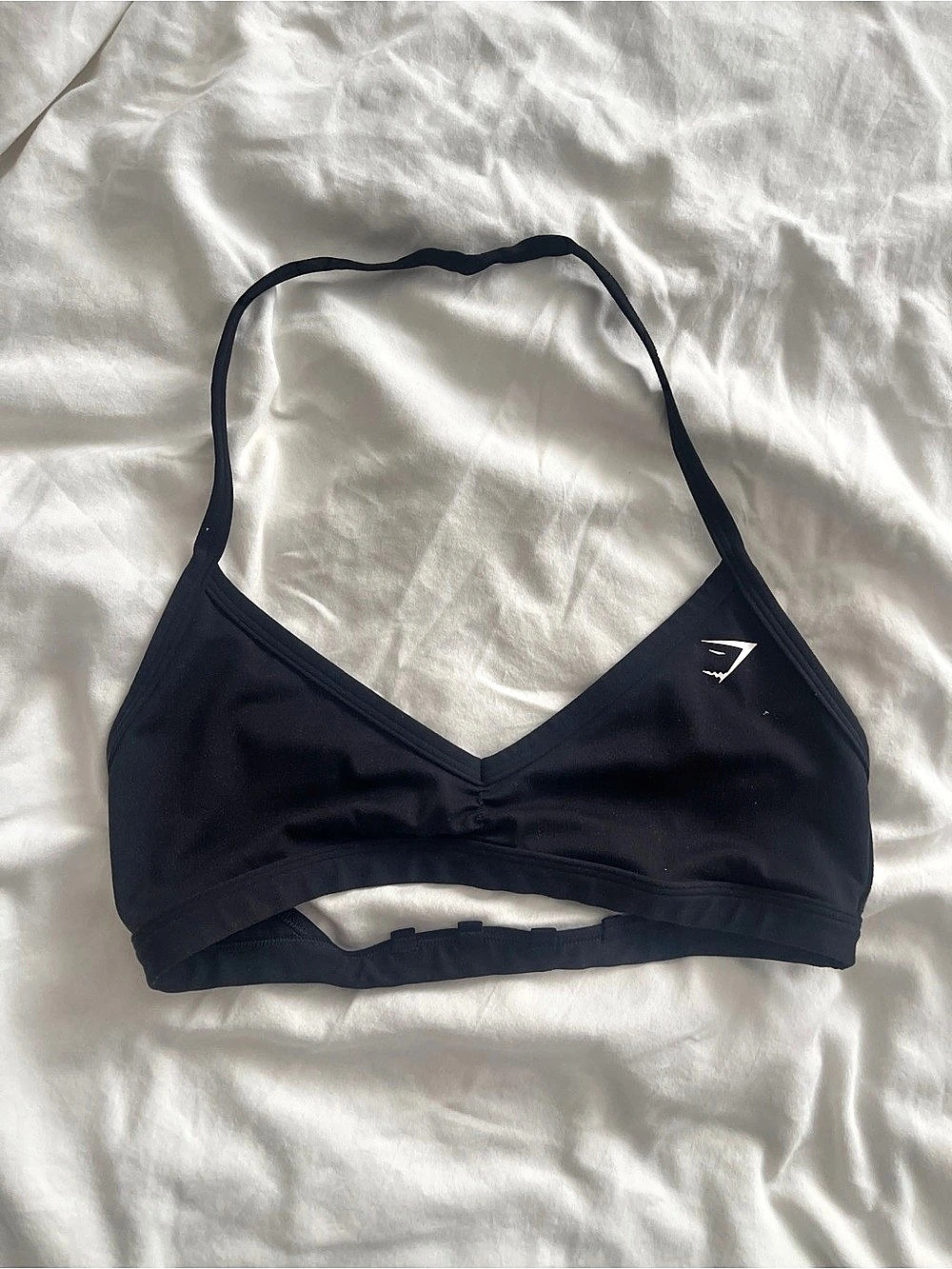Gymshark Light Support Minimal Halterneck Bra Black SMALL